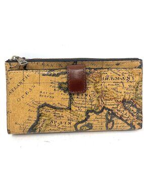 Stylish Leather Wallet with European Map Print | Chic Travel Accessory